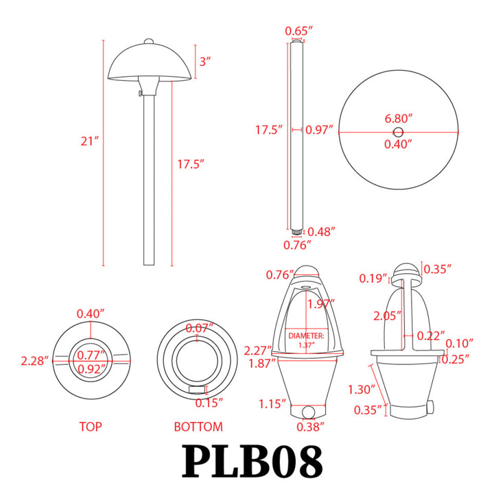 PLB08 Cast Brass Path Light | Lamp Ready Low Voltage Landscape Light