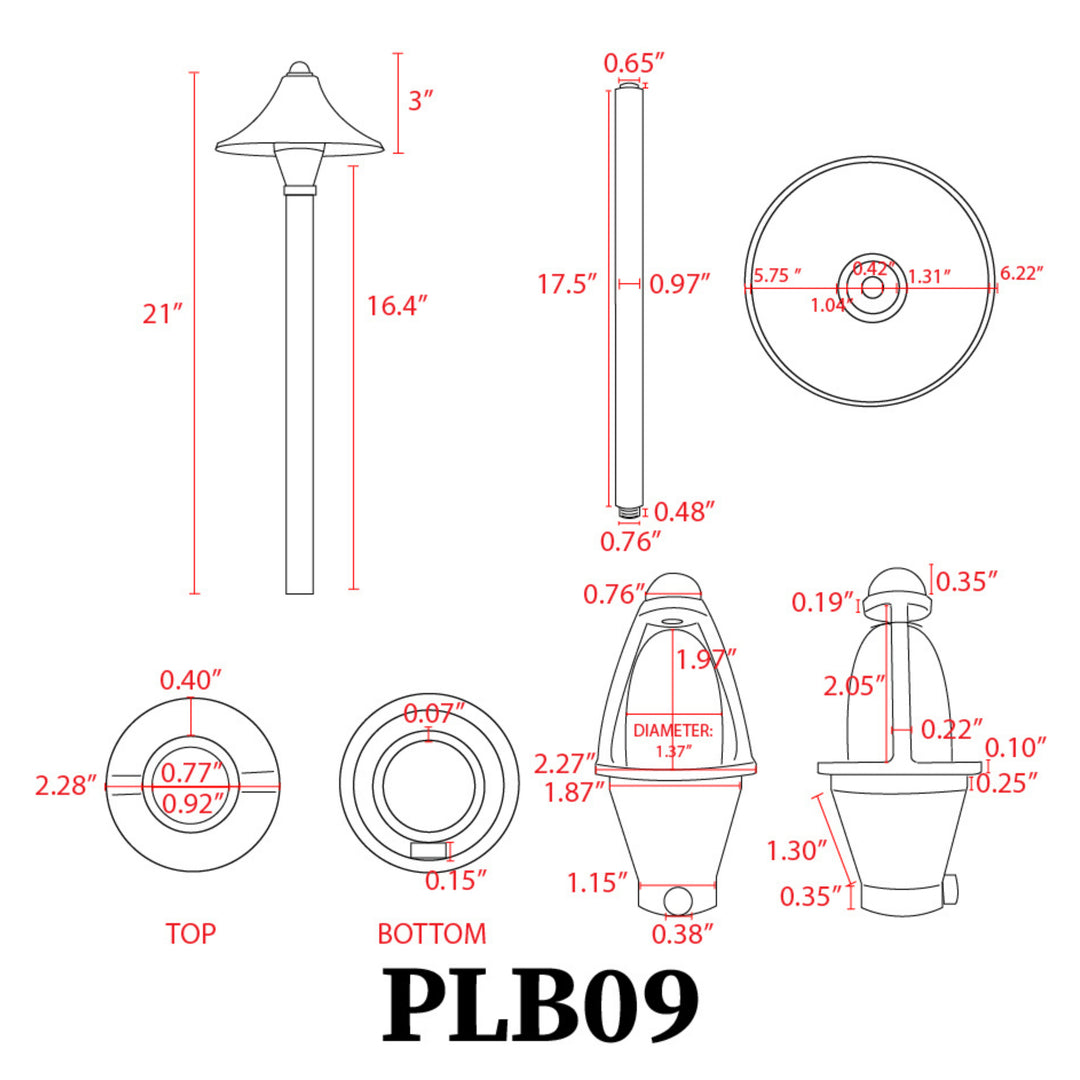 PLB09 Luz de camino de latón fundido | Listo para lámpara Luz de paisaje de bajo voltaje