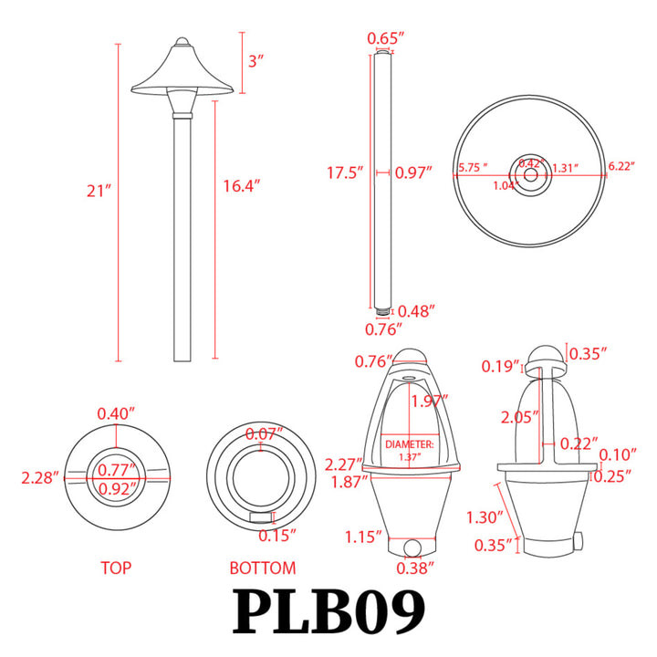 PLB09 Luz de camino de latón fundido | Listo para lámpara Luz de paisaje de bajo voltaje