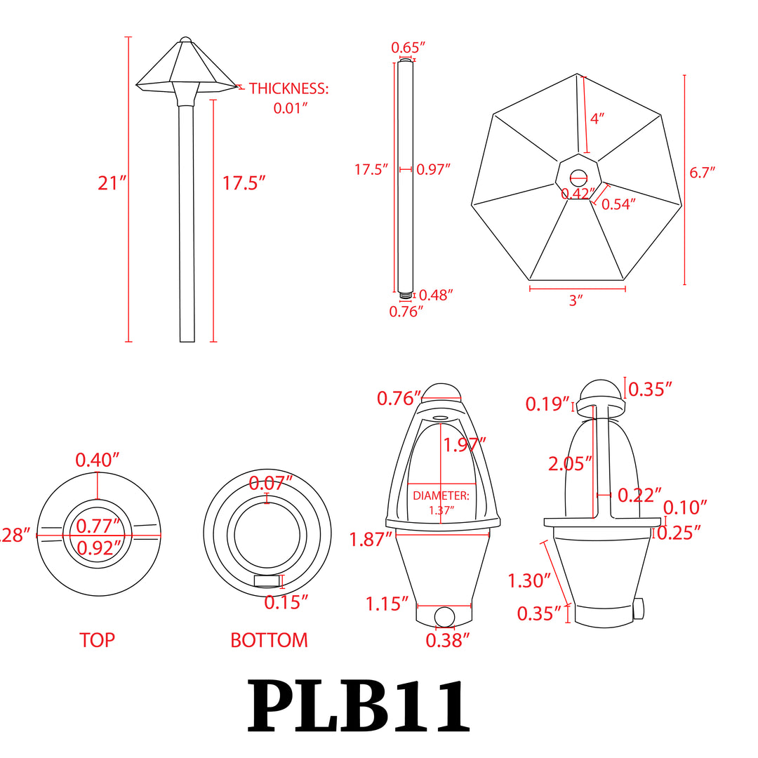 PLB11 Luz de camino de latón fundido | Listo para lámpara Luz de paisaje de bajo voltaje 