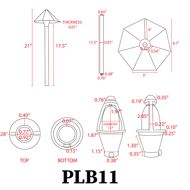 PLB11 Luz de camino de latón fundido | Listo para lámpara Luz de paisaje de bajo voltaje 