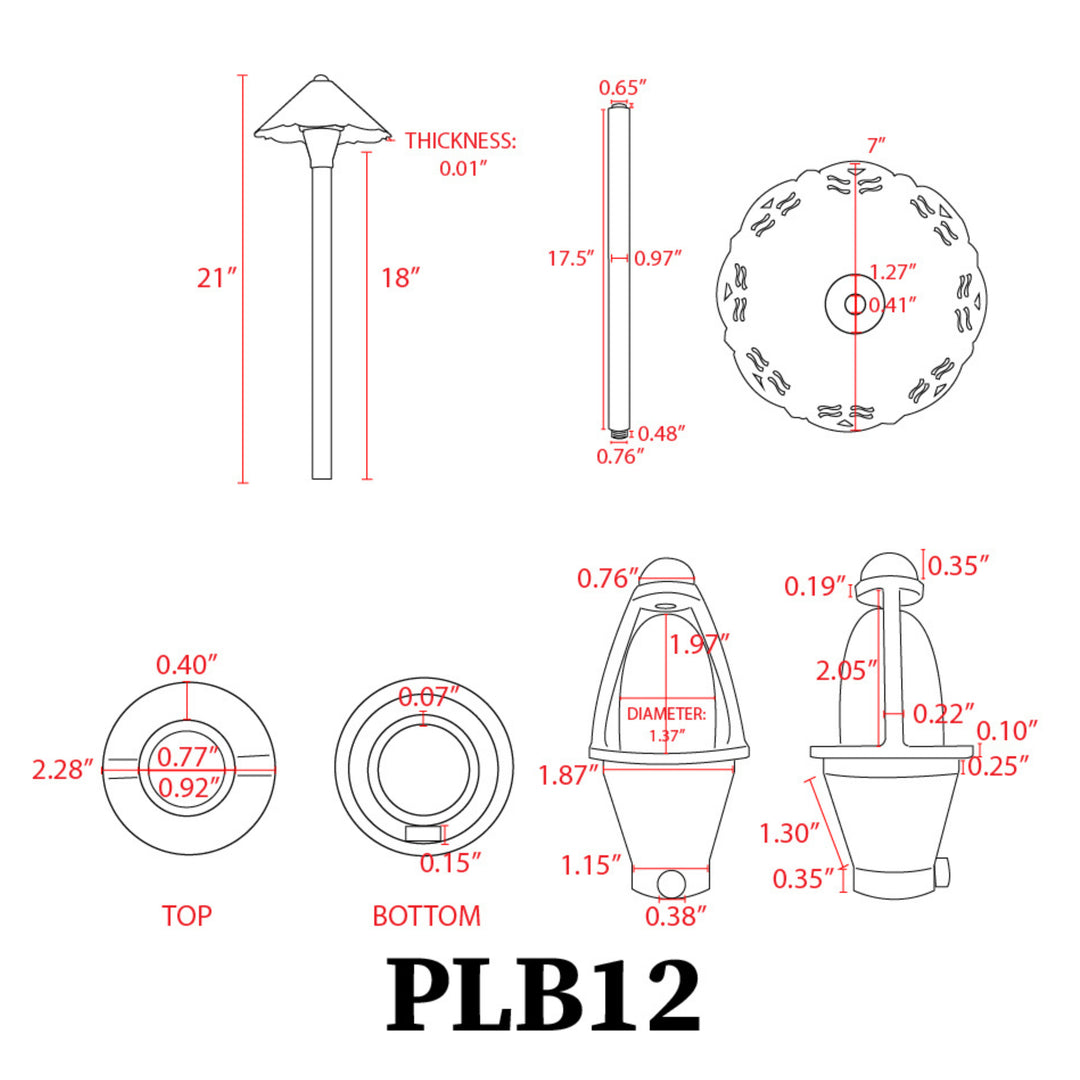 PLB12 Cast Brass Path Light | Lamp Ready Low Voltage Landscape Light