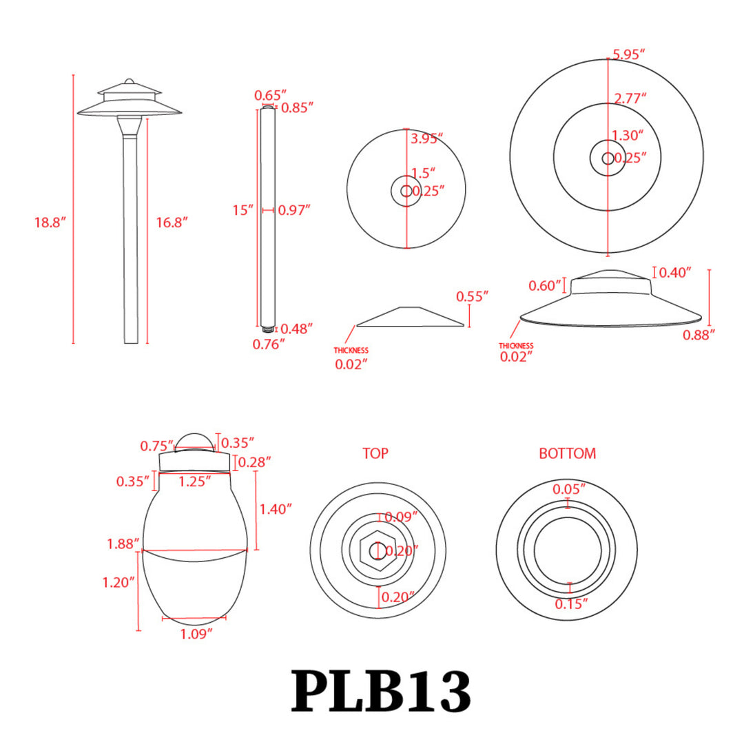 PLB13 Cast Brass Path Light | Lamp Ready Low Voltage Landscape Light