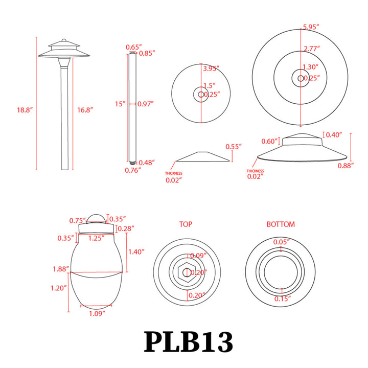 PLB13 Cast Brass Path Light | Lamp Ready Low Voltage Landscape Light