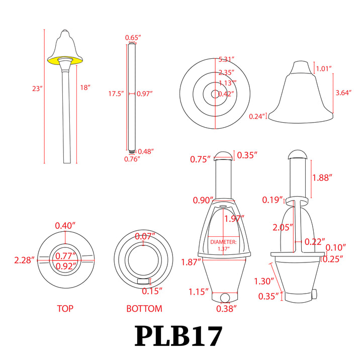 PLB17 4x/8x/12x Package  Cast Brass LED Bell Shaped Lamp Ready Low Voltage Pathway Outdoor Landscape Lighting Fixture 3W 3000K Bulb