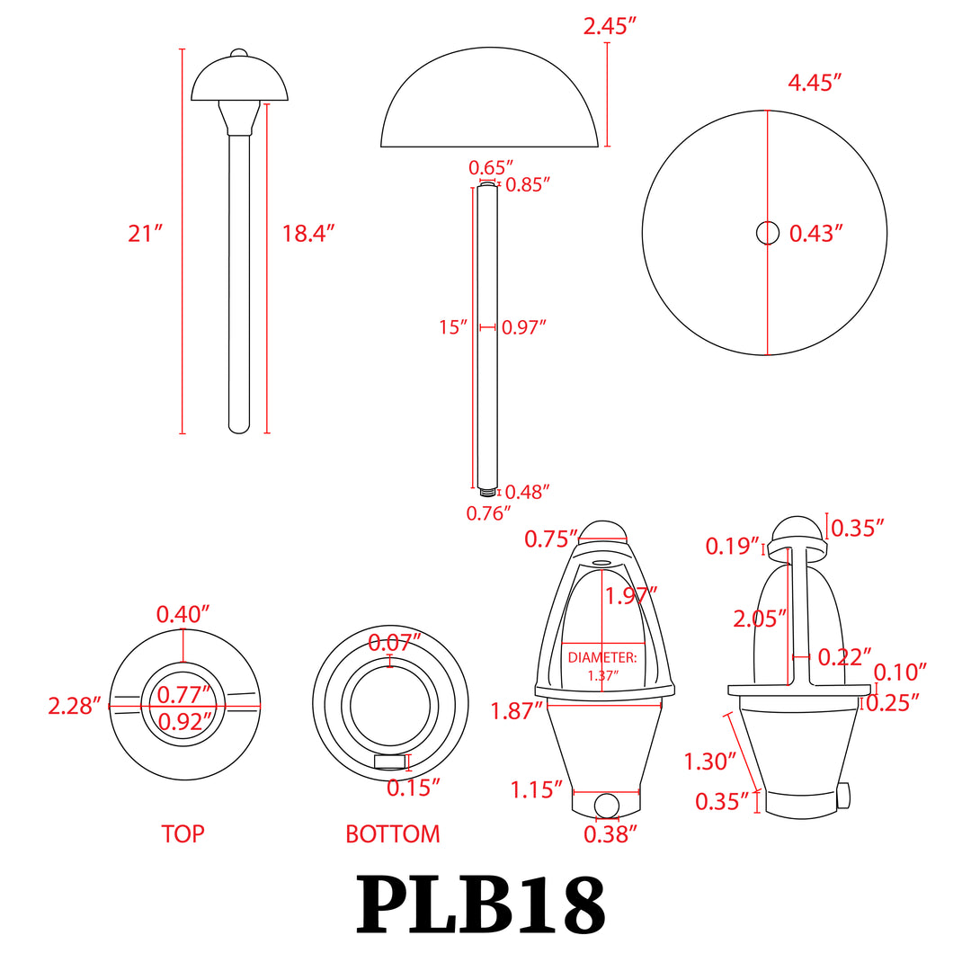 PLB18 4x/8x/12x Package Brass LED Mini Globe Lamp Ready Low Voltage Pathway Outdoor Landscape Lighting Fixture 3W 3000K Bulb