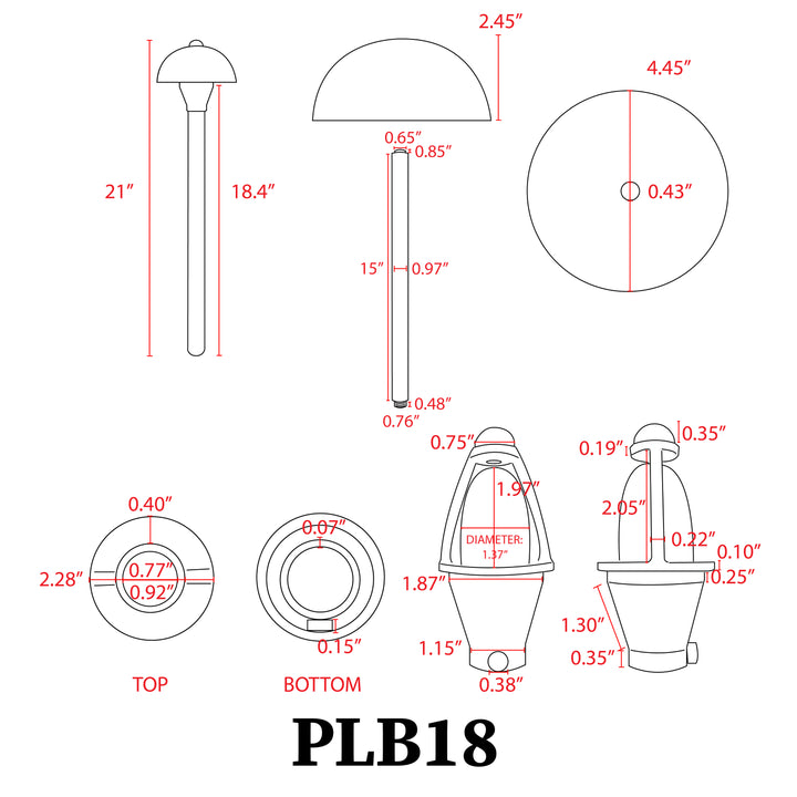 PLB18 4x/8x/12x Package Brass LED Mini Globe Lamp Ready Low Voltage Pathway Outdoor Landscape Lighting Fixture 3W 3000K Bulb