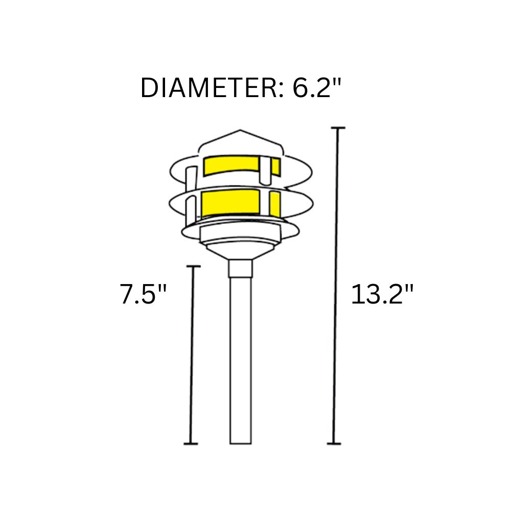 CDPA72 4x/8x/12x Package Black 12V AC/DC Aluminum Low Voltage Landscape Lighting 3 Tier Pagoda Path Light 3W 3000K G4 Bulb