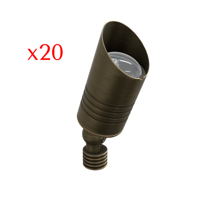 RAL8100 x20 Package Mini Brass Accent Light Low Voltage LED Outdoor Landscape Spotlight