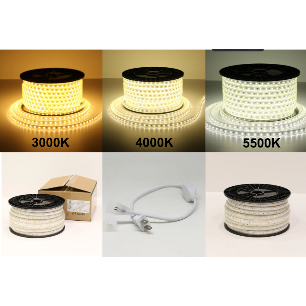 SL10 Dotted 110V 165ft Single-Color SMD283 LED Strip Lights High Voltage Tape Light IP65