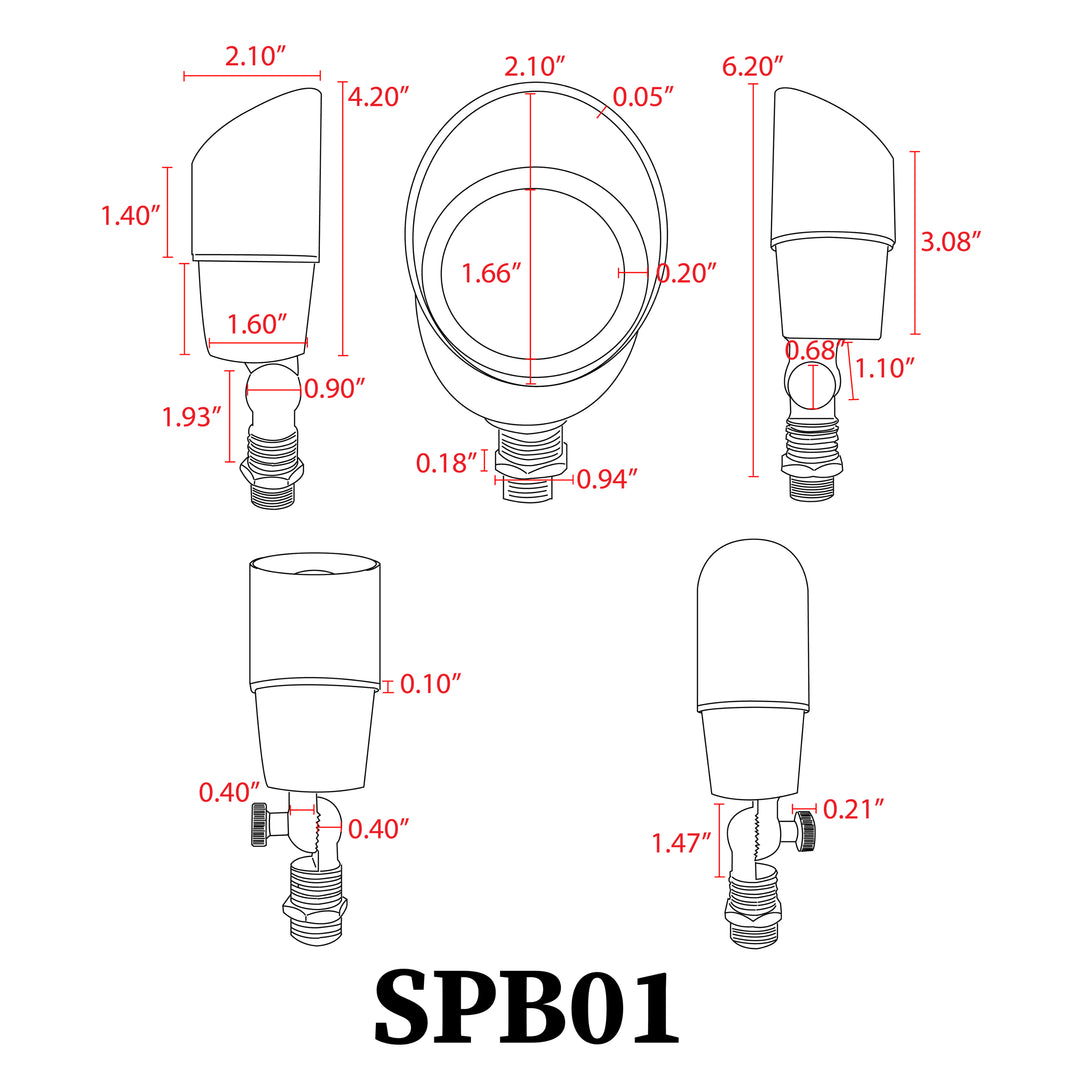 SPB01 Cast Brass Spot Light | Lamp Ready Low Voltage Landscape Light