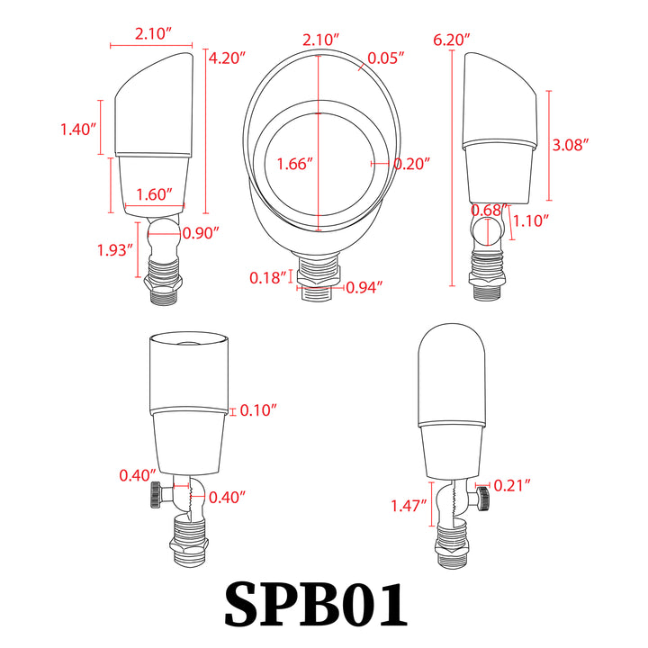 SPB01 Cast Brass Spot Light | Lamp Ready Low Voltage Landscape Light