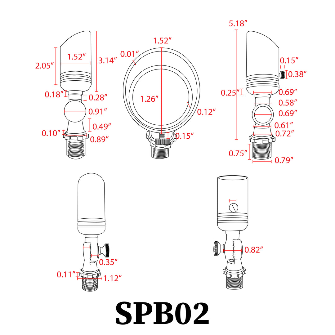 SPB02 4x/8x/12x Package Low Voltage Small Directional Bullet Spot Light Outdoor Landscape Lighting 2W 3000K Bulb