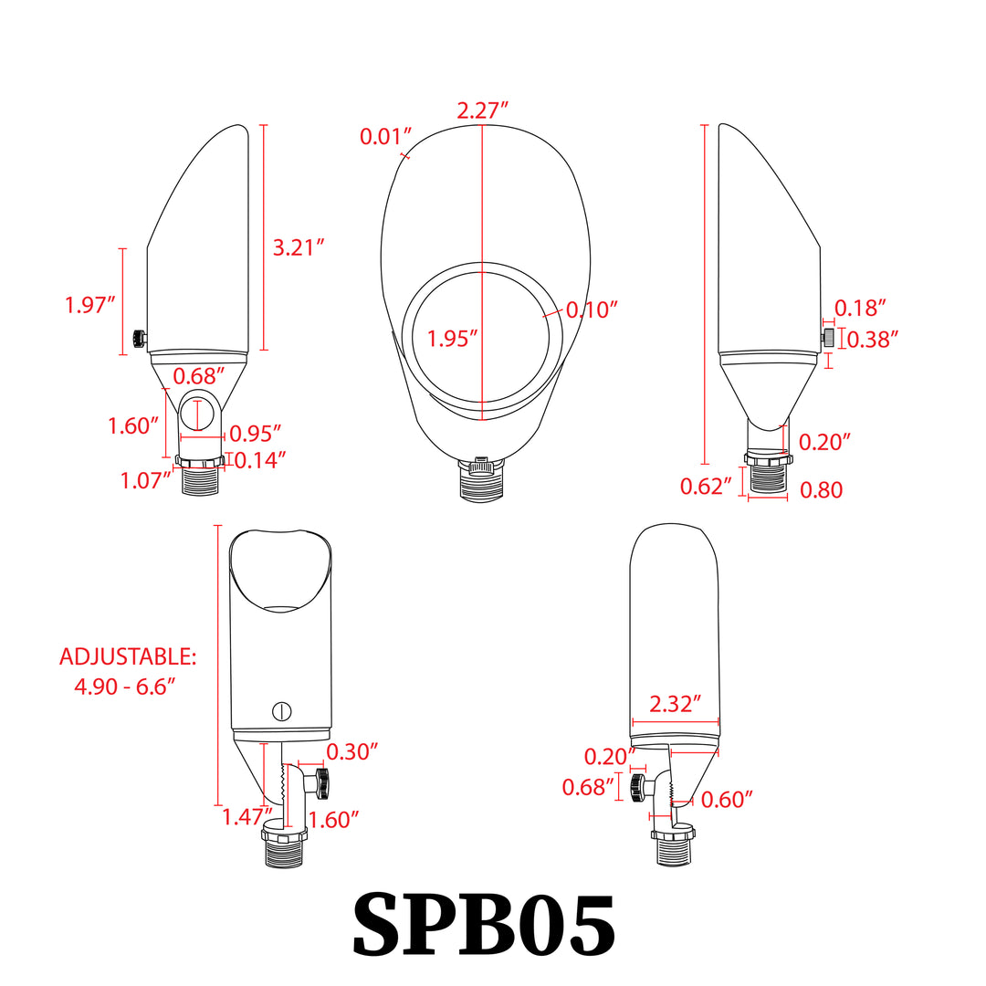 SPB05 Cast Brass Spot Light | Lamp Ready Low Voltage Landscape Light