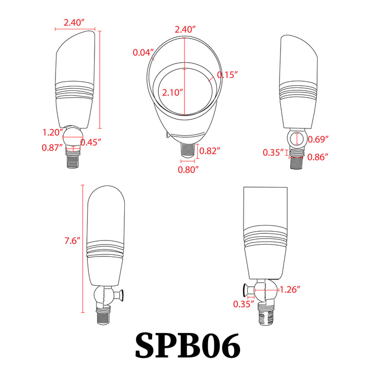 SPB06 Cast Brass Spot Light | Lamp Ready Low Voltage Landscape Light