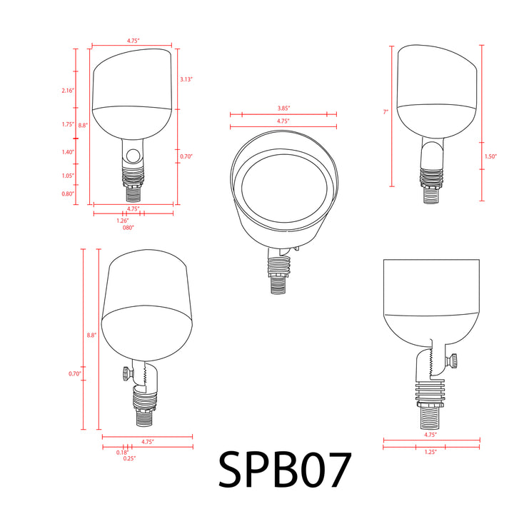 SPB07 Cast Brass Flood Light | Lamp Ready Low Voltage Landscape Light