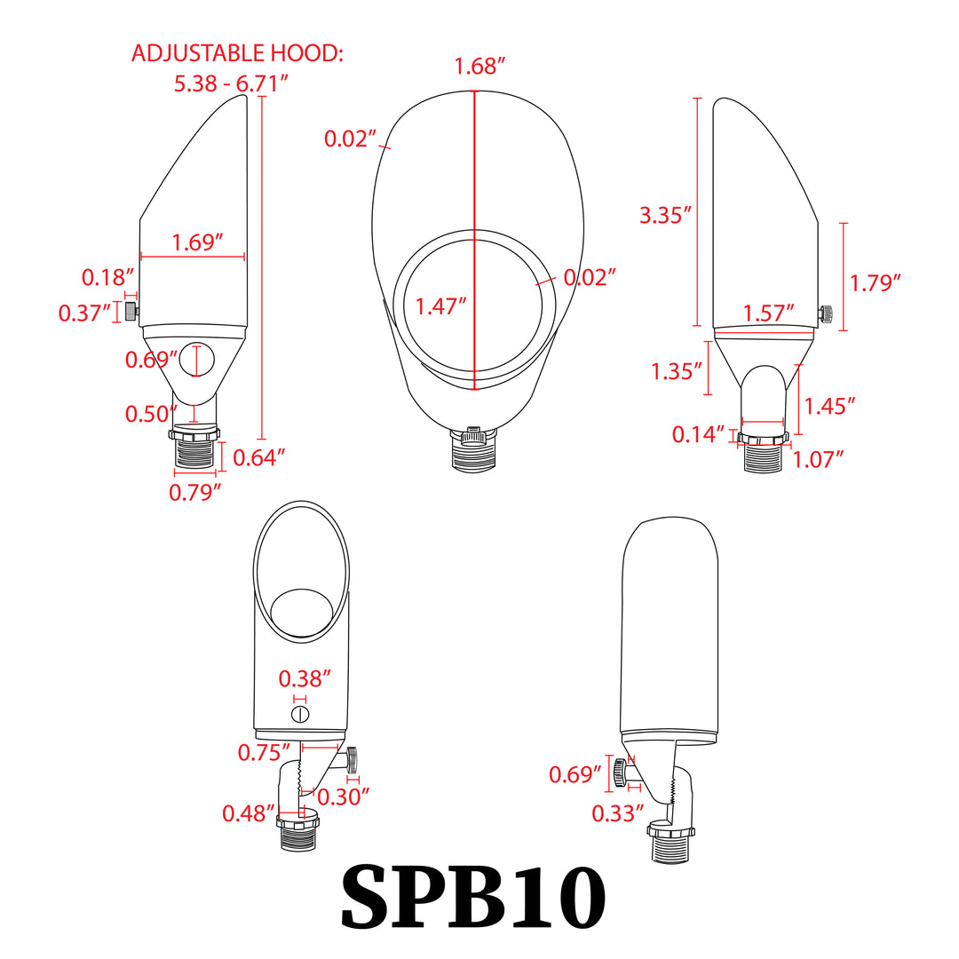 SPB10 Cast Brass Spot Light | 8W Integrated LED Low Voltage Landscape Light