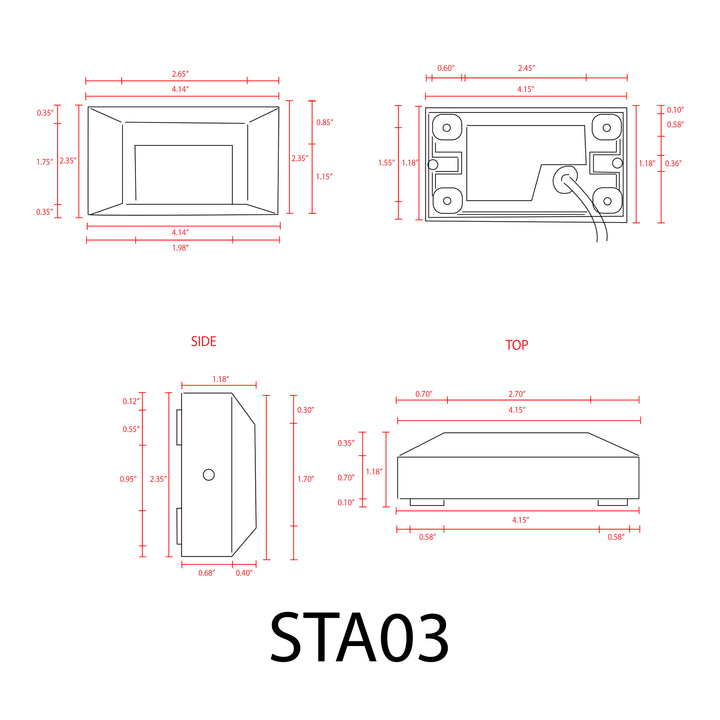 STA03 4x/8x/12x Package 2+2+2W 3CCT 3000K/4000K/5000K Low Voltage Cast Aluminum Rectangular Surface Mount LED Stair Step or Deck Light