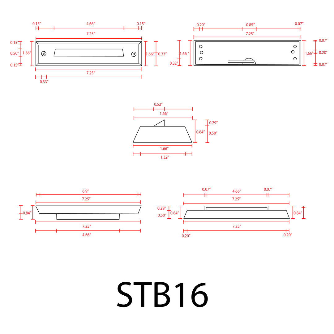 STB16 2W LED Cast Brass Surface Mounted Slim Horizontal Outdoor & Indoor Step Light