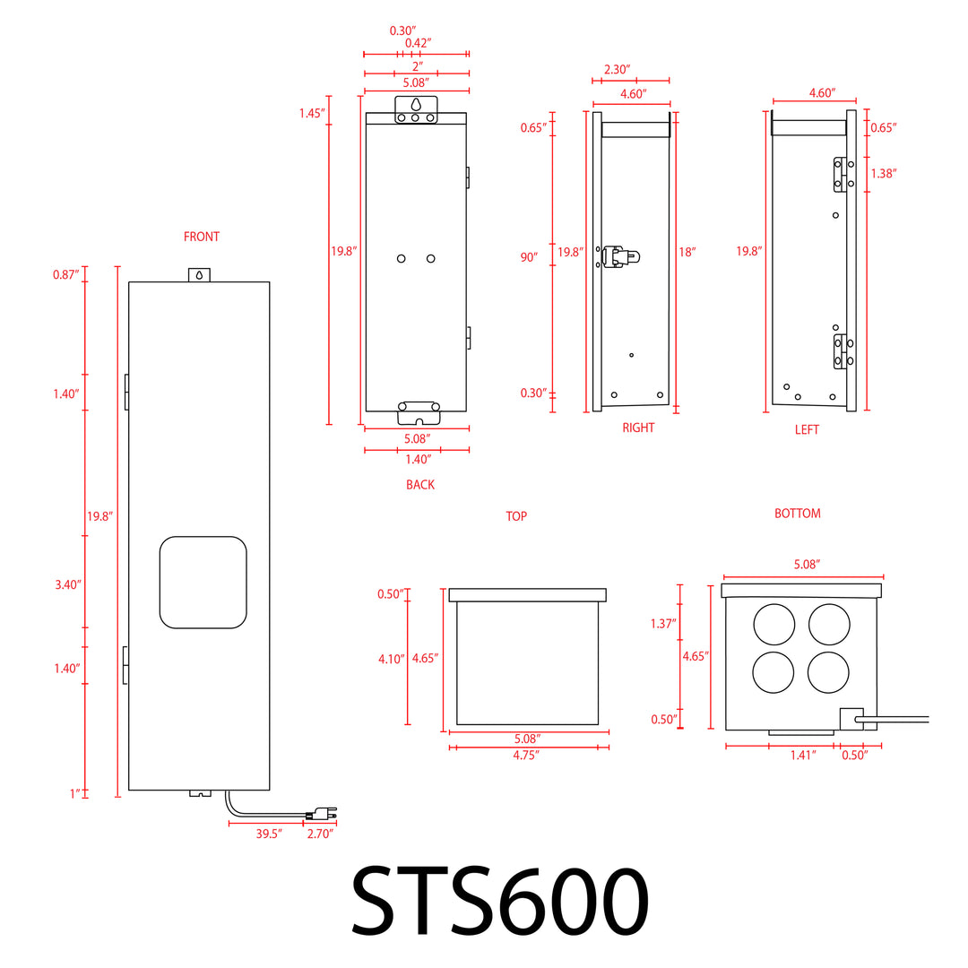 STS600 AC 600W Digital Stainless Steel Transformer | Low Voltage Power Supply