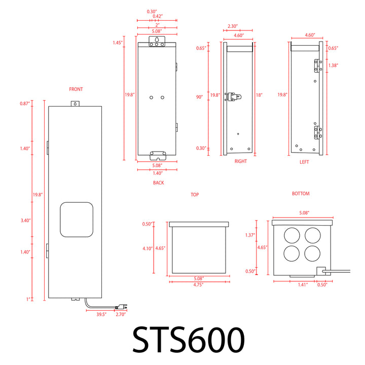 STS600 AC 600W Digital Stainless Steel Transformer | Low Voltage Power Supply