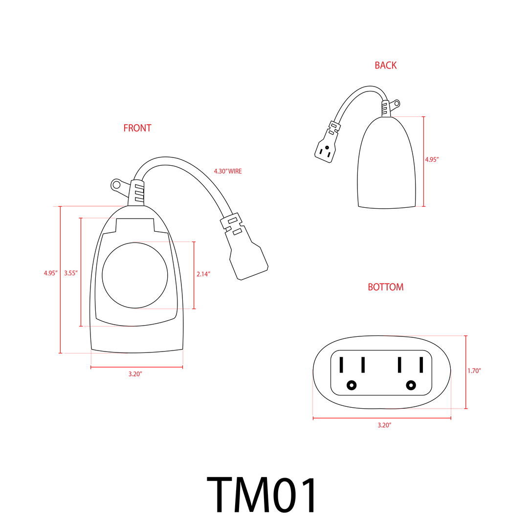 TM01 Outdoor Plug In Timer | IP65 Waterproof Mechanical Clock for Garden Lights 24 Hour