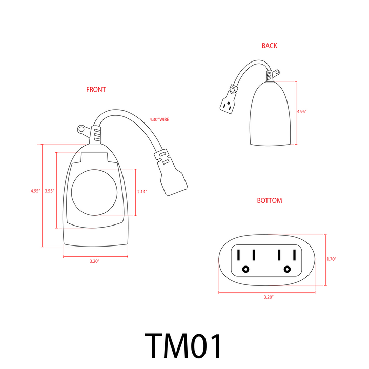 Temporizador enchufable para exteriores TM01 | Reloj mecánico resistente al agua IP65 para luces de jardín 24 horas