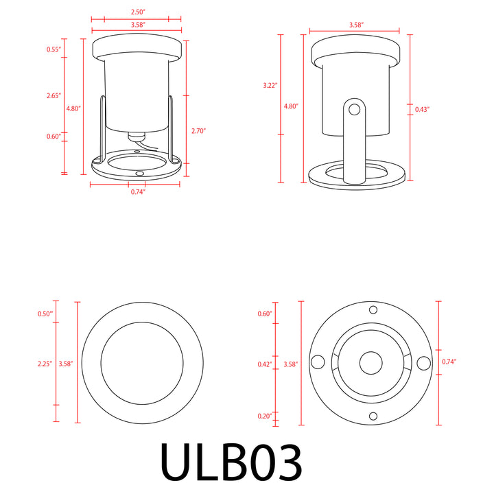 Luz subacuática para estanque de acero inoxidable ULB03 | Listo para lámpara Luz de paisaje de bajo voltaje