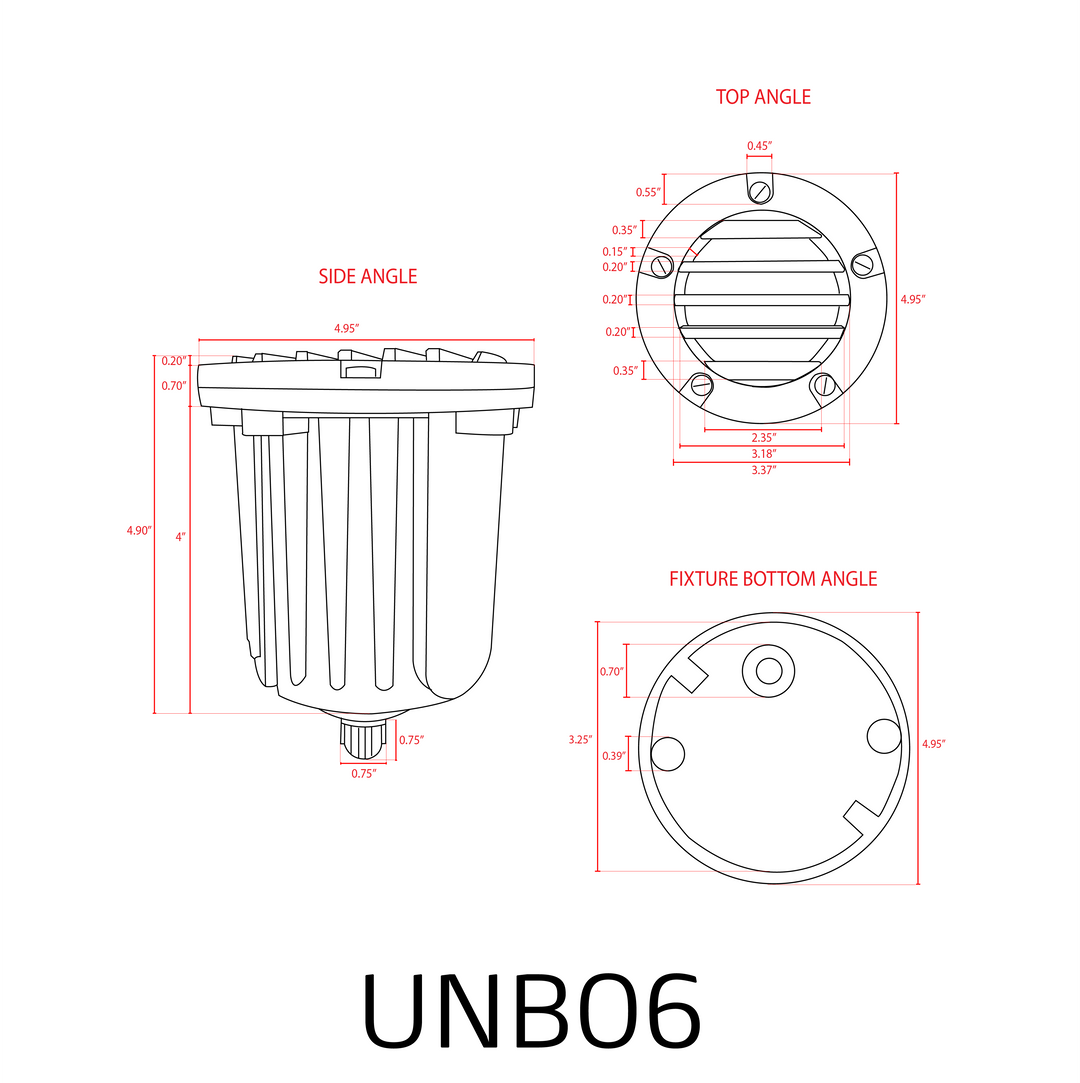 UNB06 Luz de pozo enterrada de latón fundido | Listo para lámpara Luz de paisaje de bajo voltaje