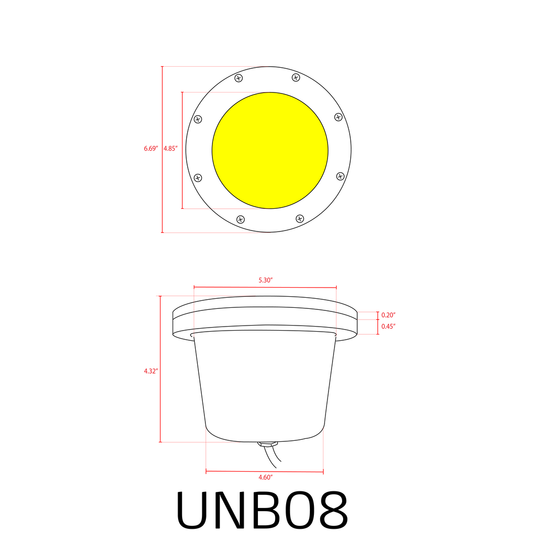 UNB08 Cast Brass In-Ground Well Light | Lamp Ready Low Voltage Landscape Light