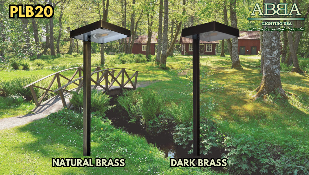 PLB20 Cast Brass Sqaure Top LED Low Voltage Pathway Outdoor Lighting Landscape Fixture