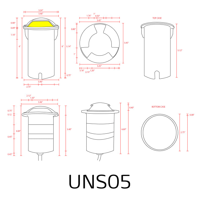 UNS05 Stainless Steel Tri Directional Three Slit In-Ground Low Voltage LED In Ground Landscape Lighting