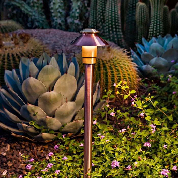 Brilliance Zion Low Voltage G4 Brass 4" Mushroom Hat Path Light with Fixed or Adjustable Stem Outdoor Landscape Lighting