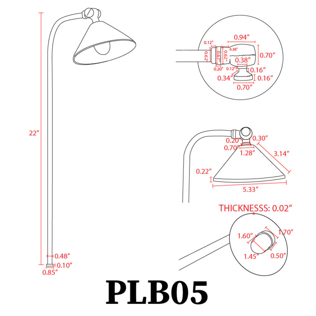 PLB05 Cast Brass Path Light | Lamp Ready Low Voltage Landscape Light