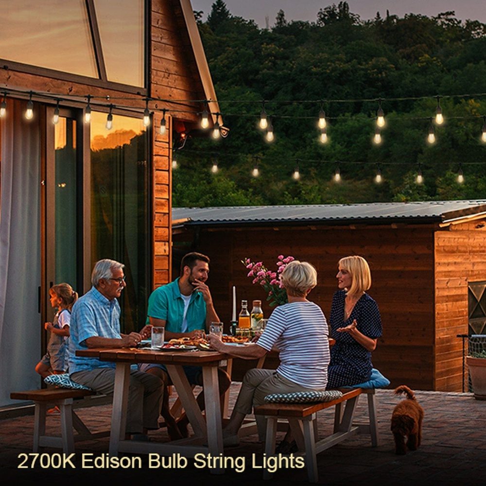 XMCOSY+ Outdoor String Lights, 48Ft Patio Lights with 16 Edison